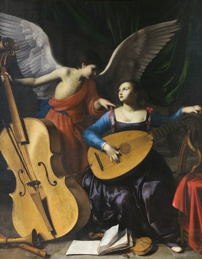 Aziz Cecilia ve melek by Carlo Saraceni