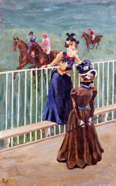 Paris, yarış pistinde, Carlo Wostry (1865-1943), tuval üzerine yağlıboya, 55x35 cm by Carlo Wostry