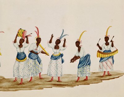Kraliçe ve Süiti, dansçıları ve müzisyenleri tasvir eden detay by Carlos Juliao