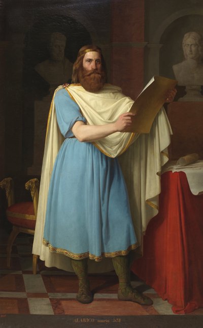 Portre du roi wisigoth Alaric II (484-507) (Vizigot Kralı Alarik, Alarich ve Alarico II) Carlos Maria Esquivel y Rivas (1830-1867) tarafından yapılan tablo 1856 Palais de las Cortes, Madrid by Carlos Maria Esquivel
