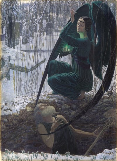 Mezarcının Ölümü 1895-1900 by Carlos Schwabe
