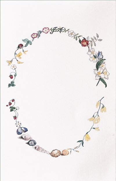 Jane Austen Garland, 2008 (kağıt üzerinde tuvalet ve kalem) by Caroline Hervey Bathurst