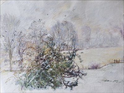 Penceremizden Kış, 2009 (kağıt üzerine pastel & wc) by Caroline Hervey Bathurst
