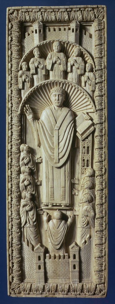 Korosu arasında bir Başpiskopos, MS 875 dolayları (fildişi panel) by Carolingian School