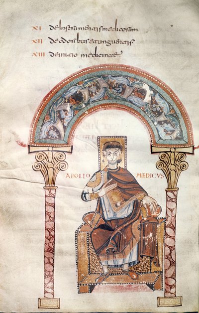 Ms CCII fol.91v Apollo Medicus, Etymologiae