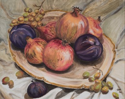 Sonbahar Meyveleri, 1992 (kağıt üzerine yağlı boya) by Carolyn Hubbard Ford