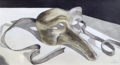 Karnaval Maskesi II (kağıt üzerine kalem ve sulu boya) by Carolyn Hubbard Ford