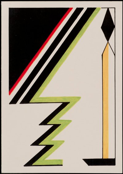 Deco jólatré, 2012 (svart og litað blek á pappír) by Carolyn Hubbard Ford