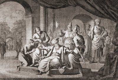Noble ipek kordonla boğuldu. Osmanlı İmparatorluğu (baskı) by Caspar (after) Luyken
