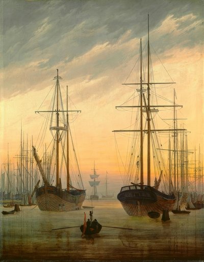 Bir limanın görünümü by Caspar David Friedrich