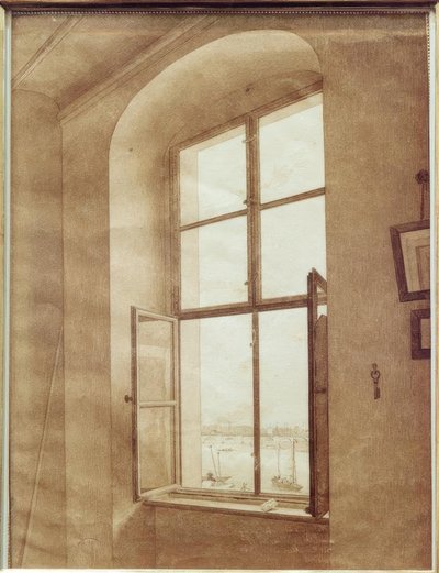 Sanatçının stüdyosundan görünüm (sol pencere) by Caspar David Friedrich