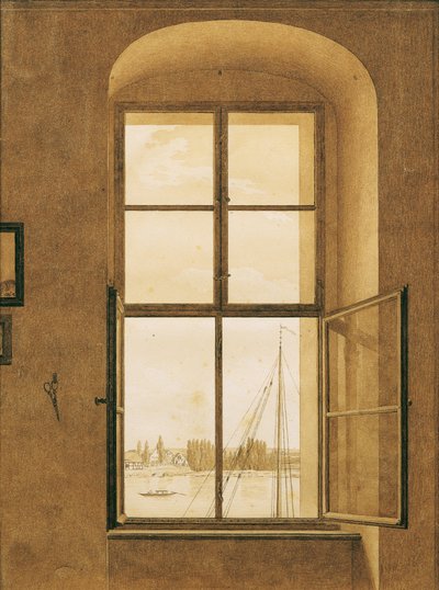 Sanatçının stüdyosundan görünüm (sağ pencere) by Caspar David Friedrich