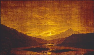 Gece nehir manzarası by Caspar David Friedrich