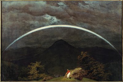 Gökkuşağı ile dağ manzarası by Caspar David Friedrich