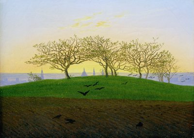 Dresden yakınlarındaki Tepeler ve Sürülmüş Tarlalar by Caspar David Friedrich