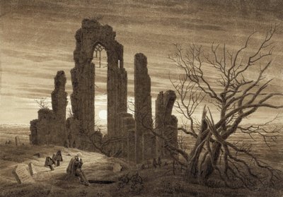 Kış, Gece, yaşlılık ve ölüm (günlerin saatleri ve insanın yaşları döngüsünden alıntı) - Caspar David Friedrich (1774-1840), kağıt üzerinde sepya (19.2x27.5 cm) by Caspar David Friedrich