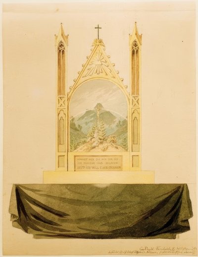 Dağlarda gökkuşağının önünde çapraz by Caspar David Friedrich