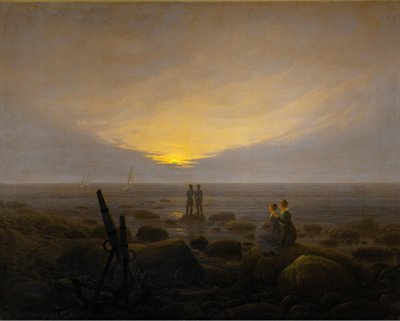 Ayın denizin üzerinde yükselişi by Caspar David Friedrich