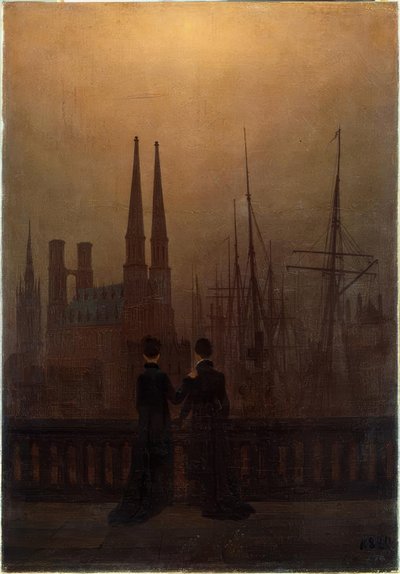 gece limanı by Caspar David Friedrich