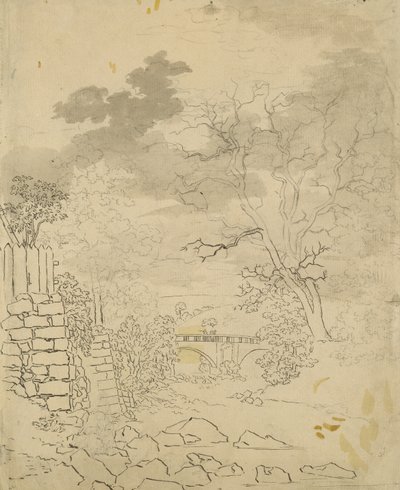 Köprülü Akış, c.1799 (kağıt üzerine kurşun kalem, tükenmez kalem ve mürekkep) by Caspar David Friedrich