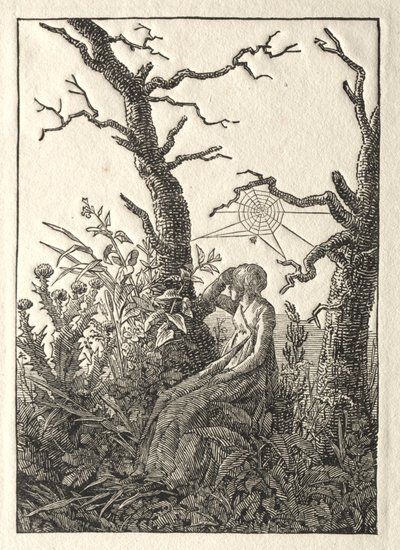Çıplak Ağaçlar Arasında Örümcek Ağı Olan Kadın, 1803. by Caspar David Friedrich