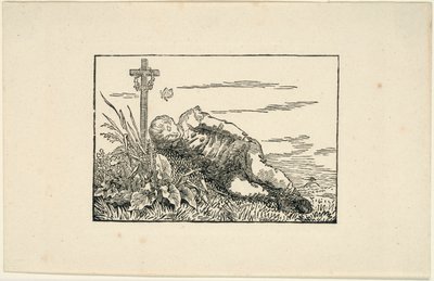 Mezarda yatan genç adam by Caspar David Friedrich