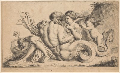 Triton bir perisi by Caspar Jacob van Opstal (II) (attributed to)