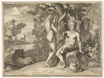 Havva Adem'e yasak meyveyi sunar by Caspar Luyken