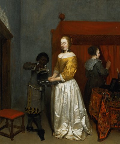 Ellerini Yıkan Bir Kadın, 1657 (panel) by Caspar Netscher