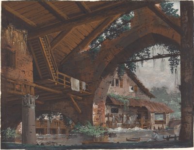 Su Değirmeni ile Antik Harabelerin Mimari Fantazisi by Caspar Wolf