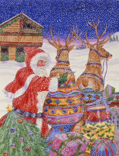Noel Baba Kızağına Yükleniyor (kağıt üzerinde wc) by Catherine Bradbury