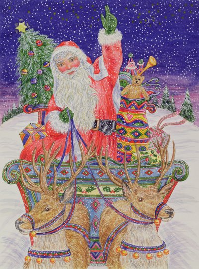 Noel arifesinde yola çıkan Noel Baba (kağıt üzerinde wc) by Catherine Bradbury