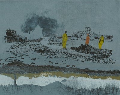 Toprağın üzerindeki kireç, 2014 (linocut ve gravür) by Catherine Sutcliffe-Fuller