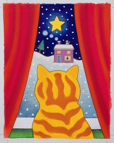 Penceredeki Kedi (kağıt üzerinde wc) by Cathy Baxter