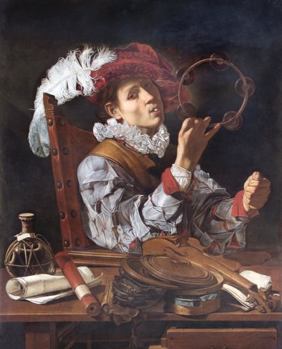 Bir Müzisyen, 1610 dolayları (tuval üzerine yağlıboya) by Cecco de Caravaggio