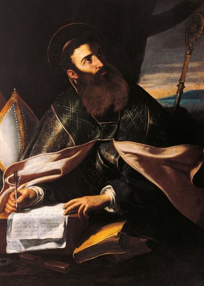 Su Aygırı Aziz Augustine Portresi (tuval üzerine yağlı boya) by Cecco de Caravaggio