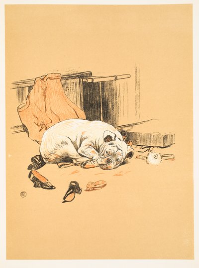 Çikolataları bulamamanın hayal kırıklığı, A Gay Dog, Story of a Foolish Year Aldin, Cecil Charles Windsor (1870-1935), William Heineman, 1905 yayınlandı. 1. Baskı, İllüstrasyon, Tebeşir ve C by Cecil Charles Windsor Aldin