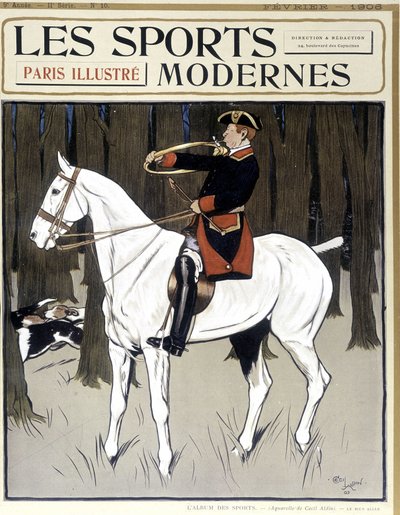 Av (at sırtında köpekleri cesaretlendiren adam) Kapak “Modern Sporlar” 02/1906 by Cecil Charles Windsor Aldin