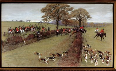 Av sahnesi, ekip Güney Berks Suluboya, Cecil Aldin (1870-1935) 19. yüzyıl Özel Koleksiyon - Av sahnesi, Güney Berks'Hunt. Cecil Aldin (1870-1935) tarafından suluboya by Cecil Charles Windsor Aldin