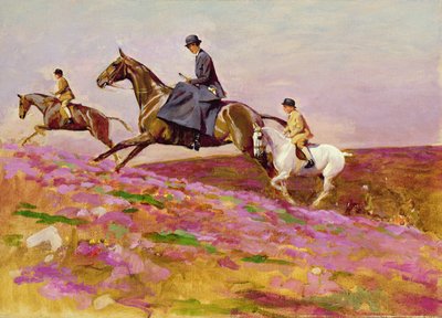 Lady Currie, oğulları Bill ve Hamish ile Exmoor