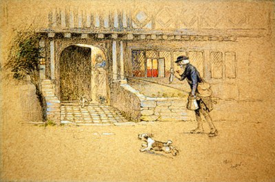 Eve Dönüş (renkli kağıt üzerinde renkli tebeşir) by Cecil Charles Windsor Aldin