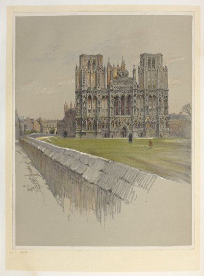 Wells Katedrali.  İngiltere Katedralleri (ve Manastır Kiliseleri). Resimleyen C. Aldin.  Cecil Aldin by Cecil Charles Windsor Aldin