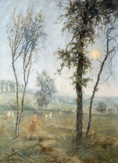 Ay Işığında Saman Yapımı, 1876. by Cecil Gordon Lawson