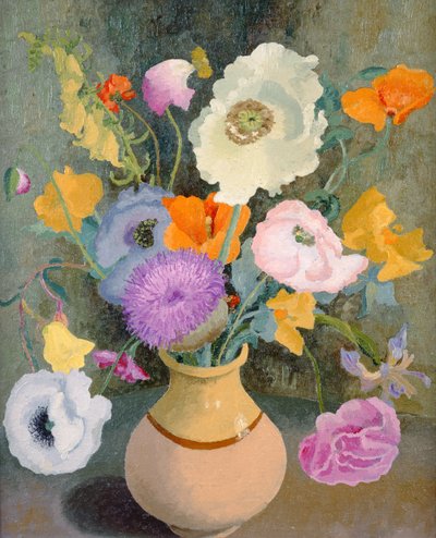 Haşhaş ve Tatlı Bezelye (tuval üzerine yağlı boya) by Cedric Morris