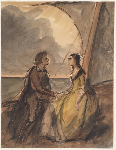 Oturan Erkek ve Kadın by Celestin Francois Nanteuil