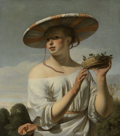 Büyük Şapkalı Kız, c.1645-50 (tuval üzerine yağlı boya) by Cesar Boetius van Everdingen