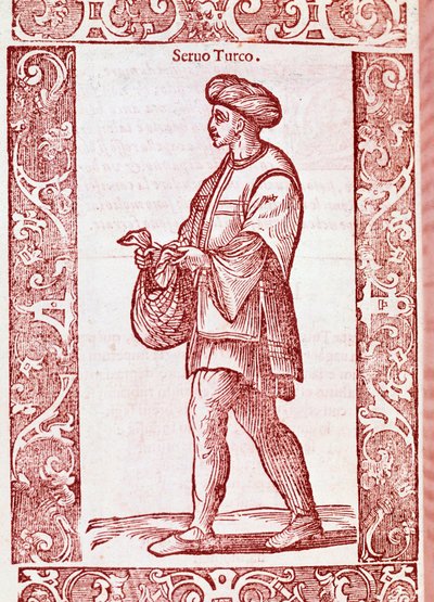 “” Eski ve modern alışkanlıklardan ”1590 (gravür) “Türk serf kıyafeti” by Cesare (after) Vecellio
