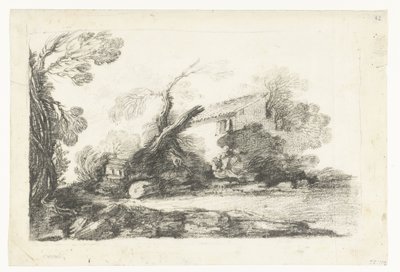 Bir çiftlik evi ile manzara by Cesare Gennari