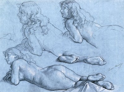 Arkadan Görülen Uzanmış Bir Çıplak Çalışmaları by Cesare Mariani