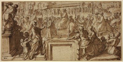 Saint Charles Borromeo Pavia Kasabasına Giriyor: Bir Duvar Dekorasyonu İçin Tasarım by Cesare Nebbia